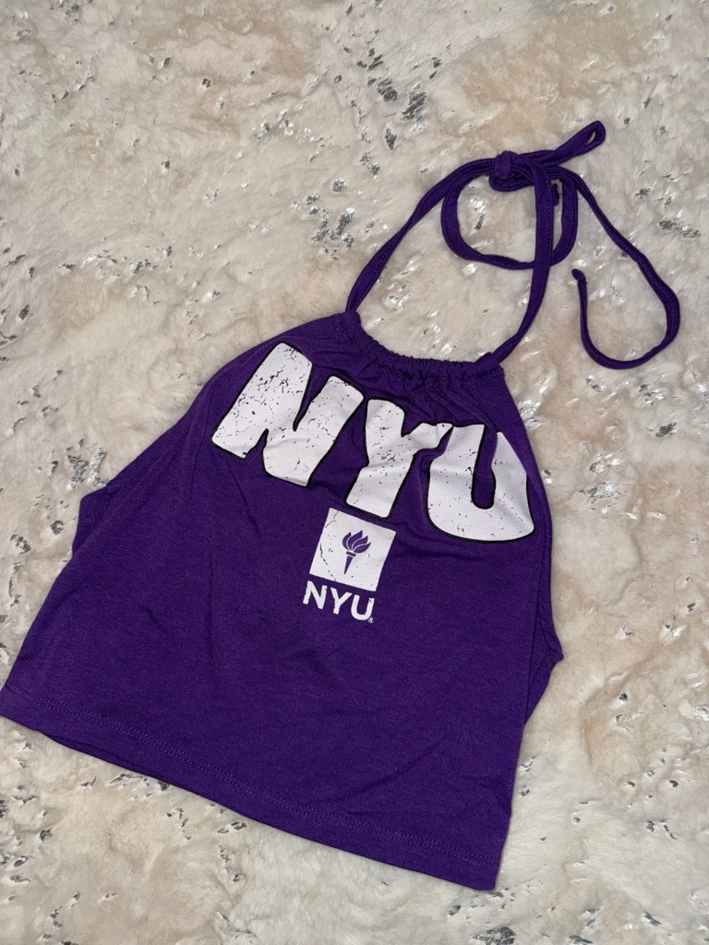 NYU Purple Halter Crop Top